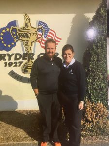 Shane Lowry at The K Club 2021 with Director of Golf Sharon Smurfit